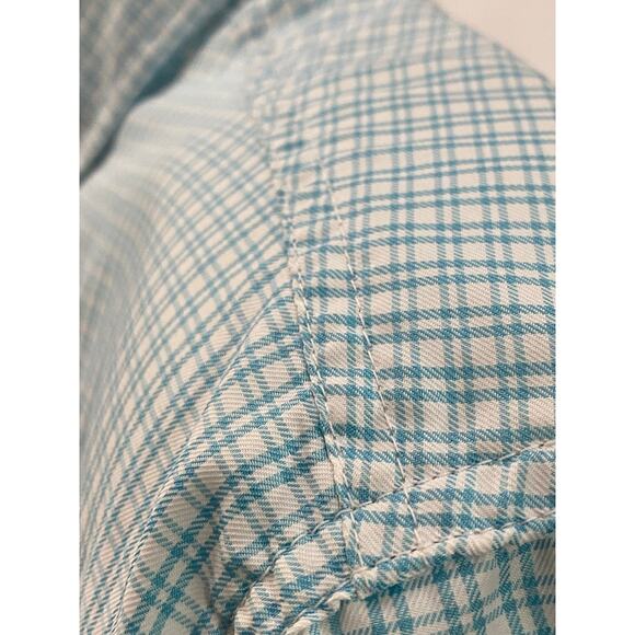 AFTCO Light Blue Plaid Short Sleeve Button-Up Shirt Size Large 100% Polyester - Picture 6 of 9